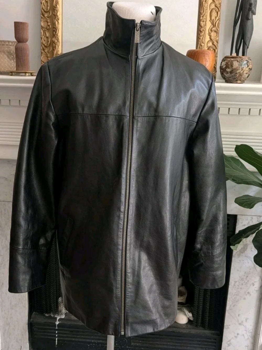 Vintage 90s Y2K Wilsons Pelle Studio Black Leather Jacket Sz M Matrix Minimalist